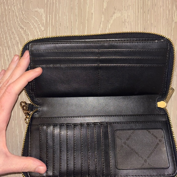 Michael Kors Black Pebbled Leather Wristlet with Gold Details - Picture 3 of 7